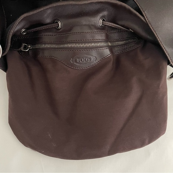 Tod’s Genuine Leather & Animal Hair Drawstring Shoulder Bag Brown - Picture 14 of 16